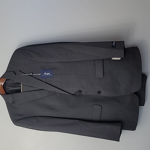 Ralph Ralph Lauren 2 Piece Suit Set Solid Grey Wool Suit